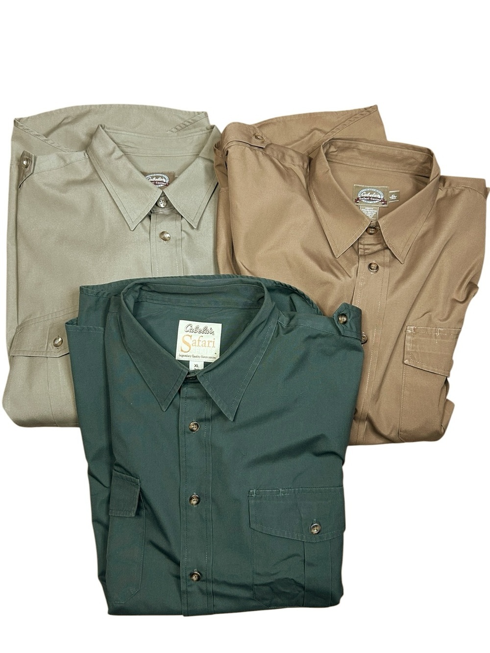 Cabela's Lot Safari Shirts XL Tall Epaulets Neutral Hunting Outdoor
